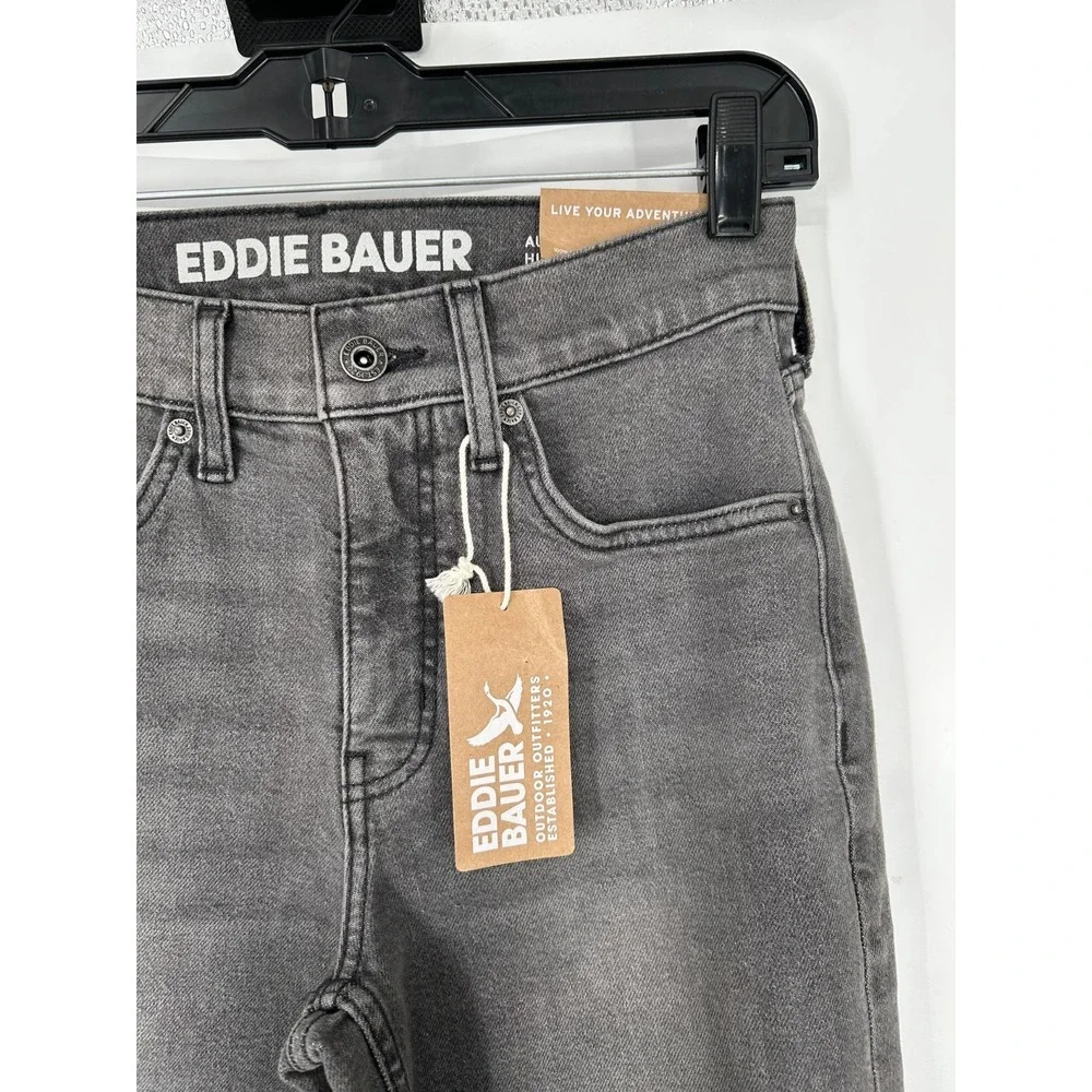 Eddie Bauer Authentic Perfect Straight Leg Jeans Womens 2 Washed Black High Rise